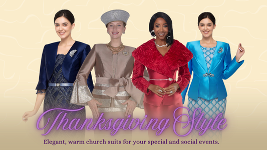 Thanksgiving Style: Elegant, warm church suits for your special and social events.