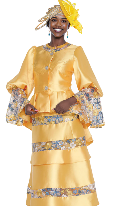 Aussie Austine 6025-GLD Church Suit for Ladies