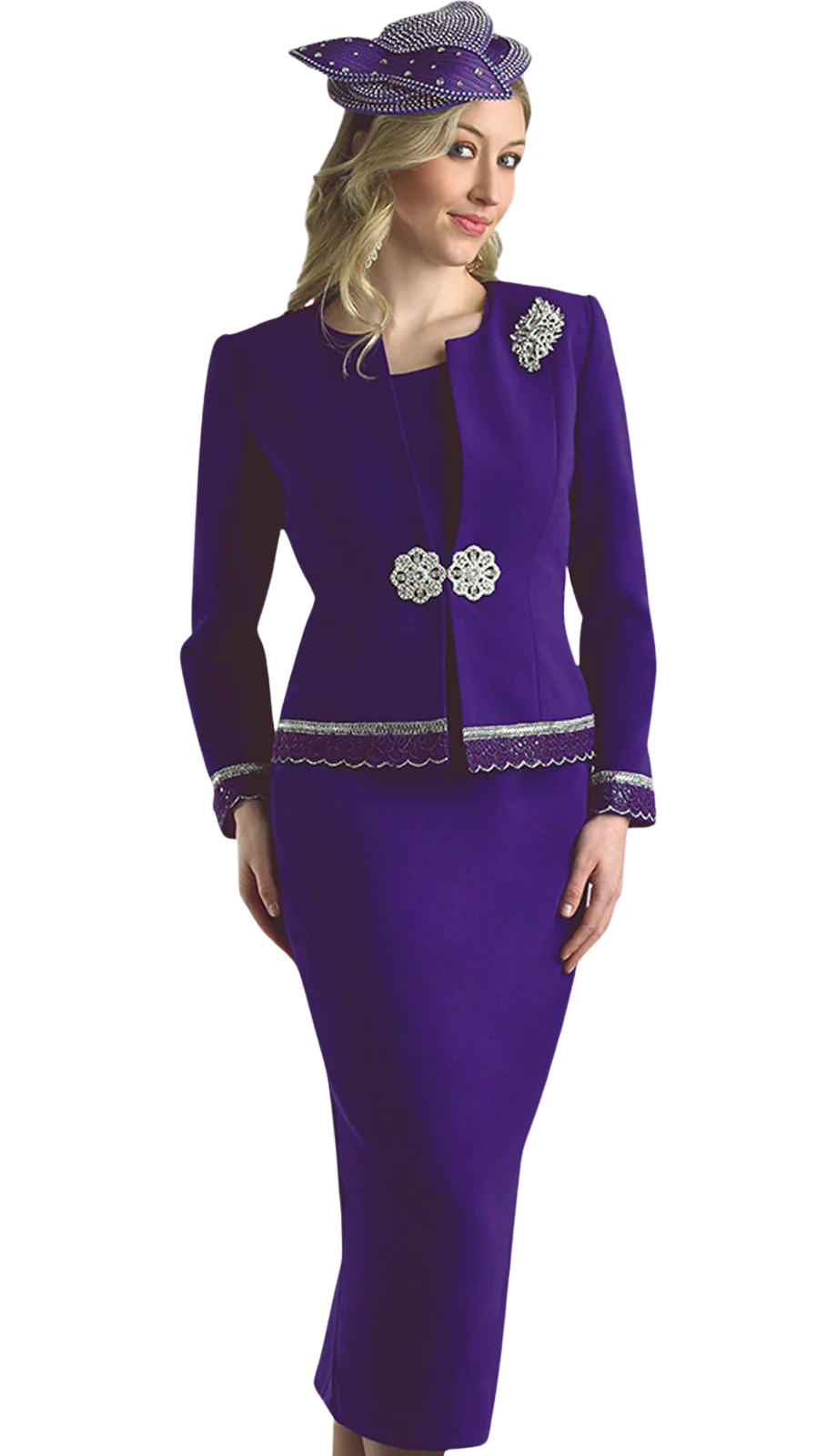 Lily And Taylor 4272-PUR Church Suit