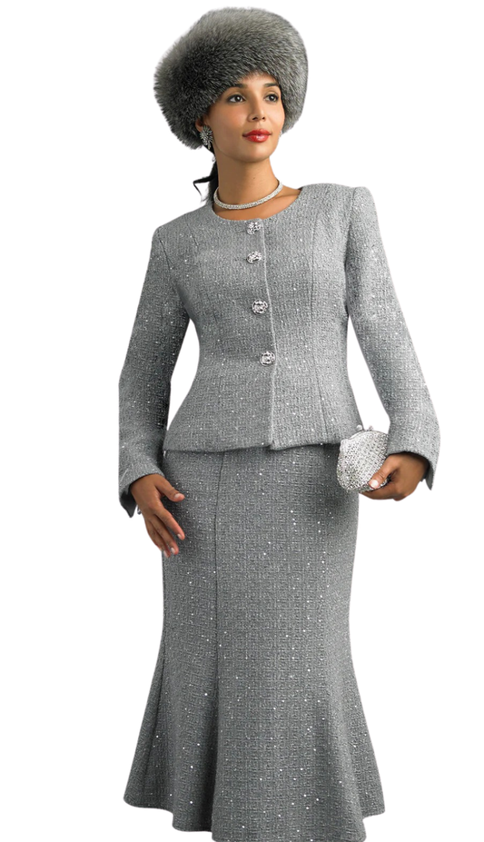 Lily and Taylor 5109-SLV-QS Church Suit