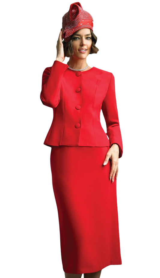 Lily And Taylor 2920-RED-QS Womens Church Skirt Suit