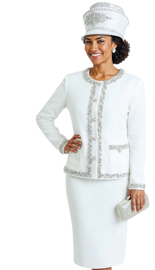 Donna Vinci 13468-WHT Church Suit