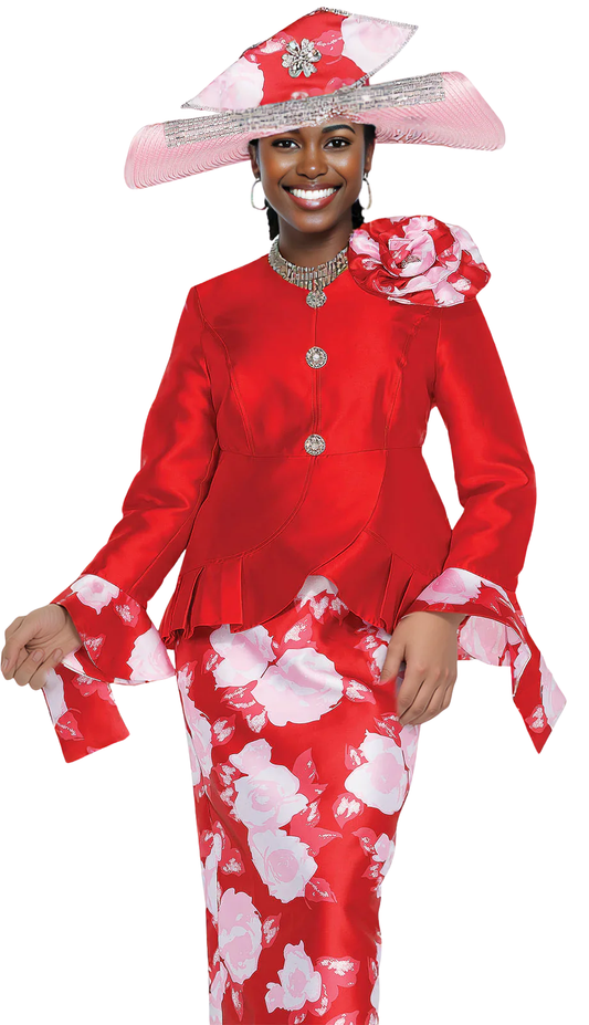 Aussie Austine 6061-RED Church Suit for Ladies