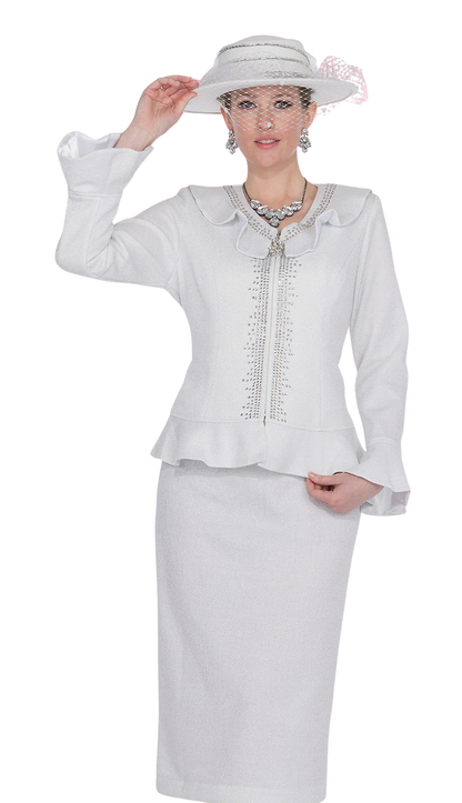 Elite Champagne Knit 5960-WHT-QS Church Suit for Women