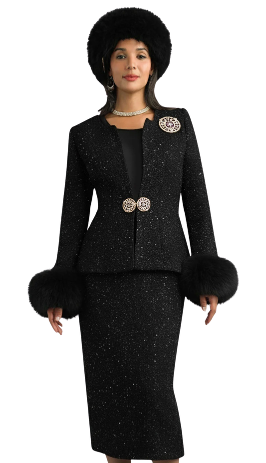 Lily and Taylor 5085-BLK-QS Church Suit