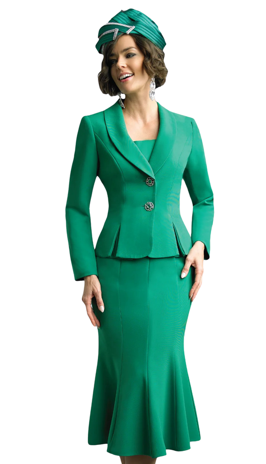 Lily And Taylor 2834-EMR-QS Church Skirt Suit