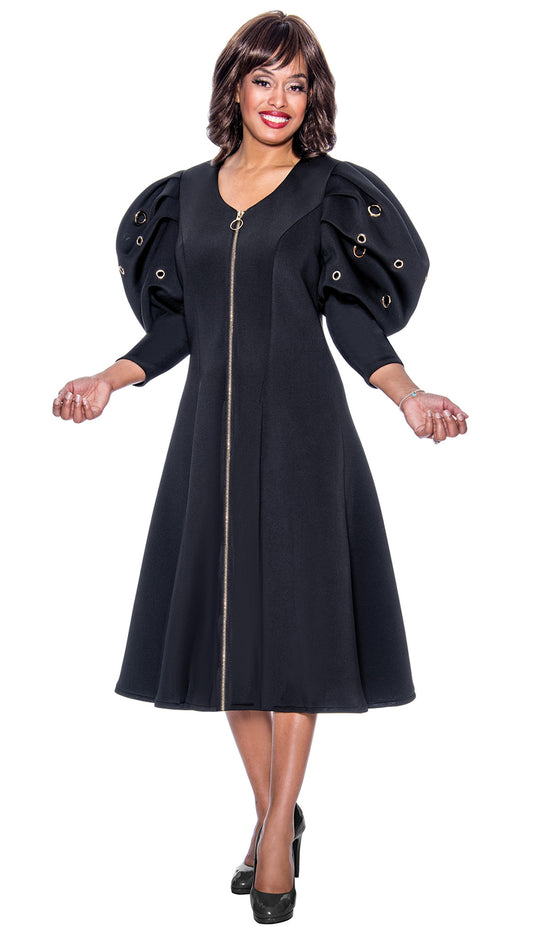 Nubiano 1011-BLK-QS Church Dress