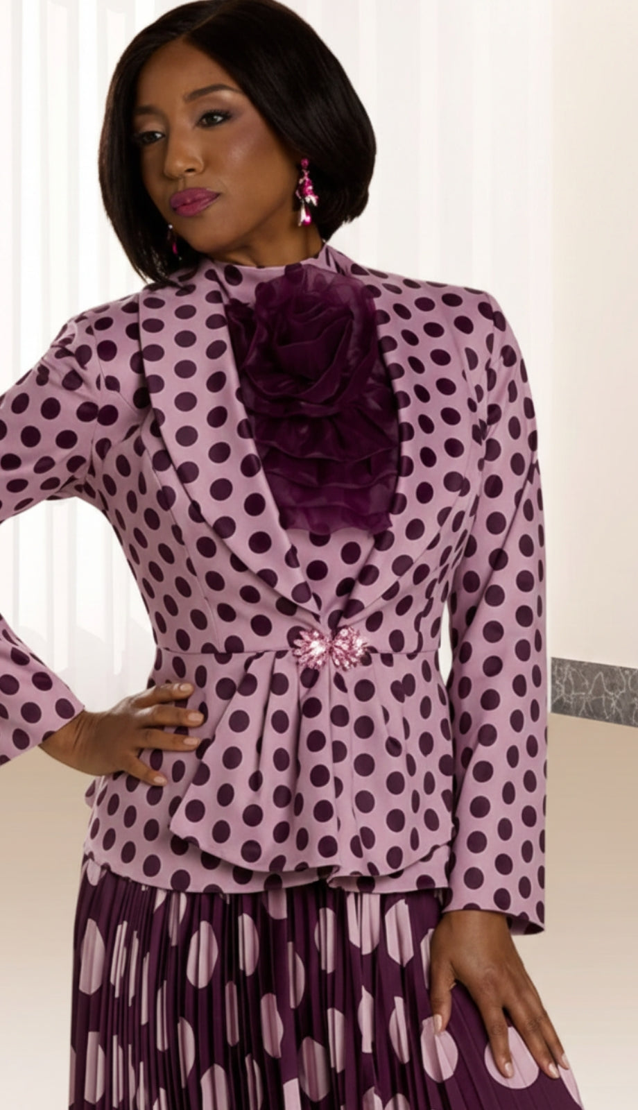 Donna Vinci 12148-BWO-QS Church Suit