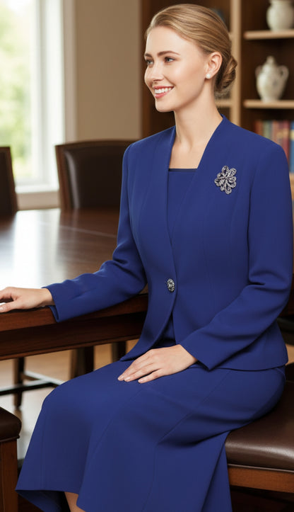 Nina Massini 1218S-RYL Church Suit