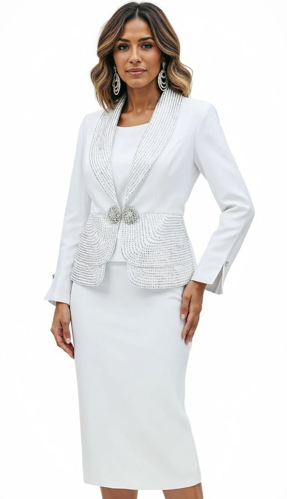 Donna Vinci 12272-WHT Church Suit