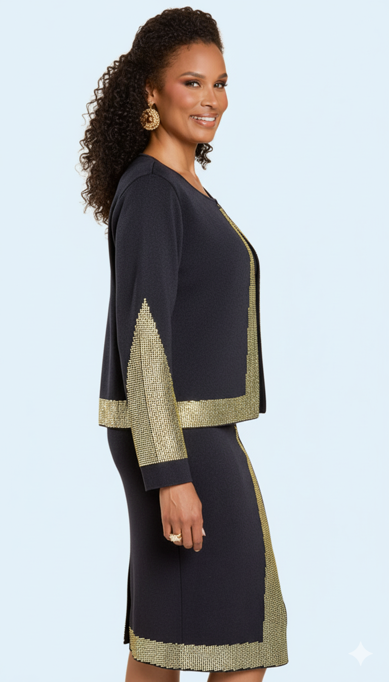Donna Vinci 13435-BWG Church Suit