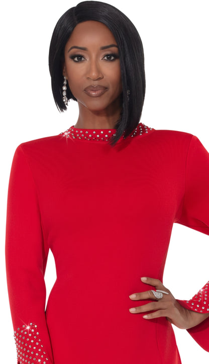 Donna Vinci 13437-RED-QS Church Dress