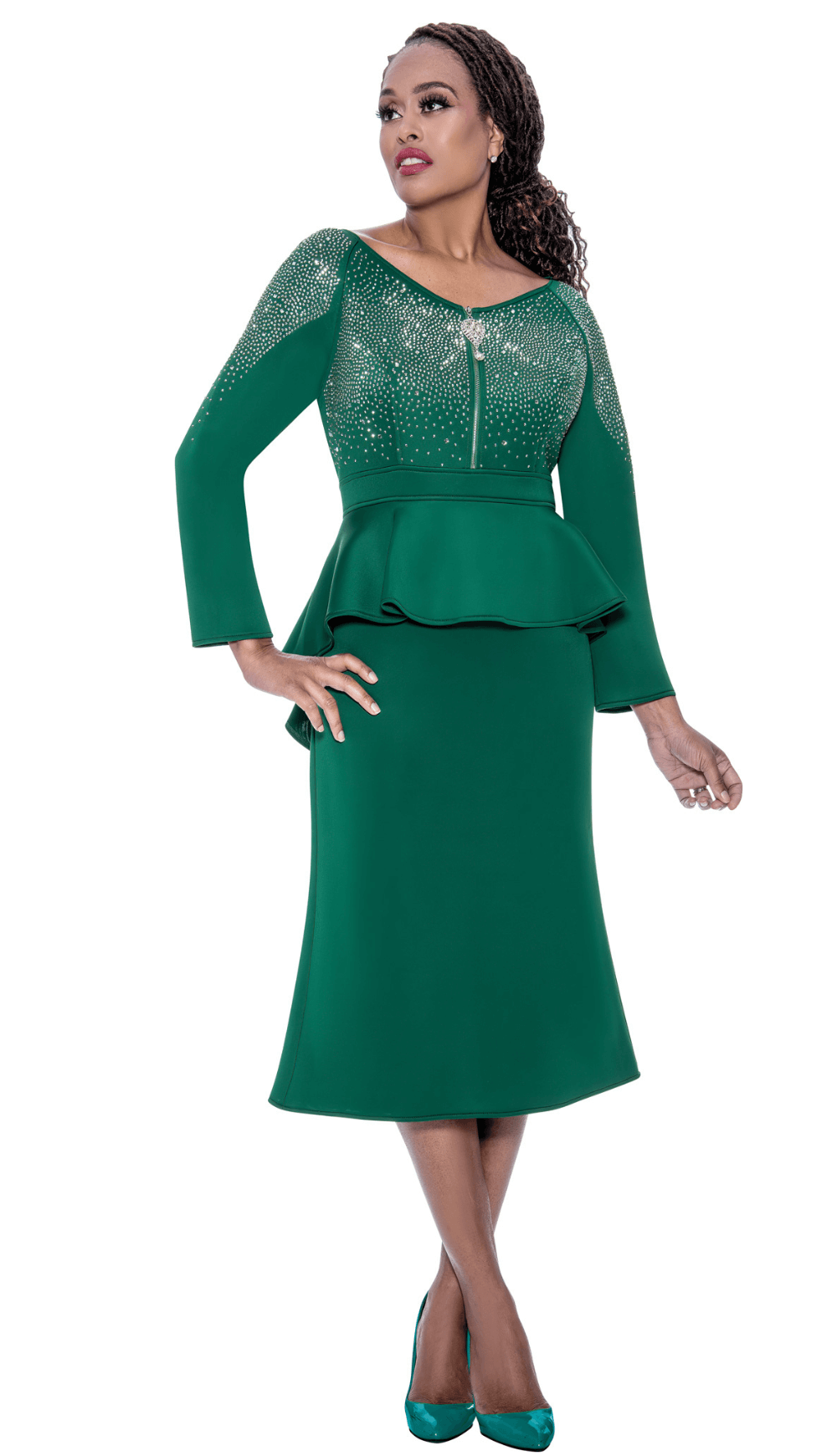 Stellar Looks SL1961-EMR-QS Designer Church Suit