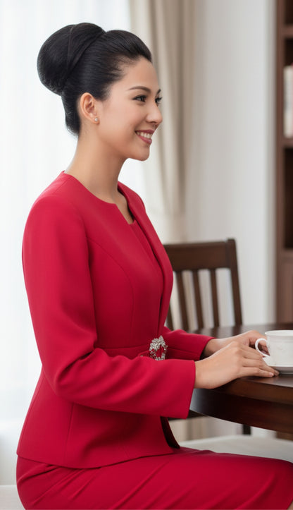 Nina Massini 2265-RED  ( 2pc Renova Designer Church Suits For Women  )