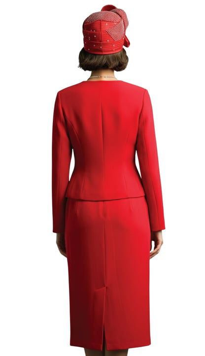 Lily And Taylor 2920-RED-QS Womens Church Skirt Suit