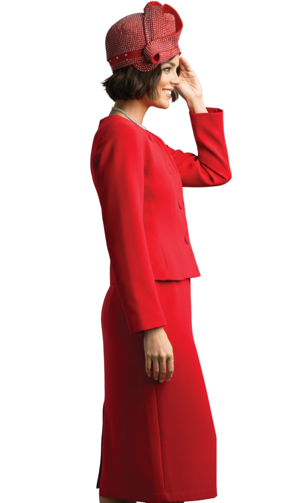 Lily And Taylor 2920-RED-QS Womens Church Skirt Suit