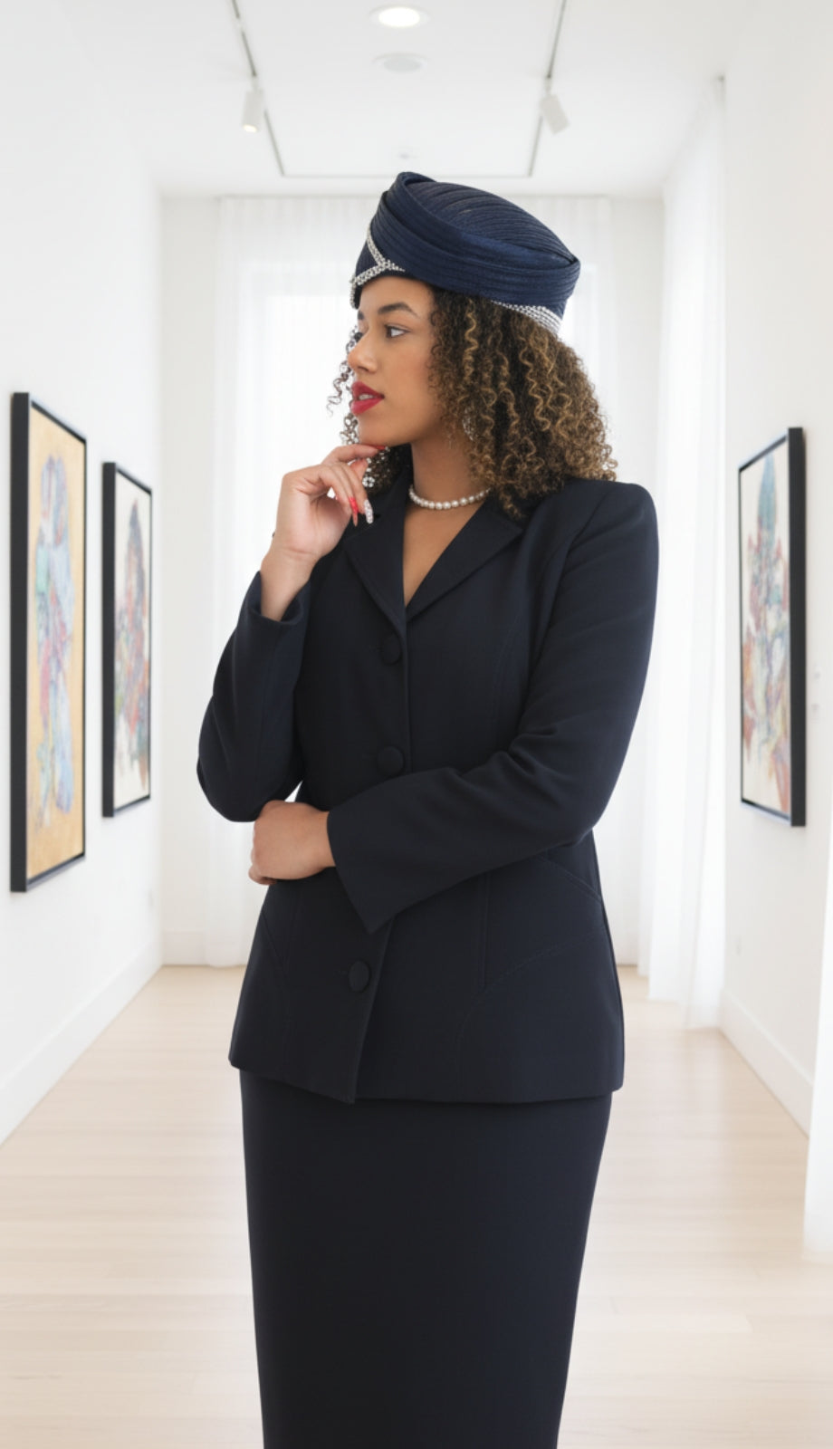 Lily And Taylor 3049-NVY-QS Church Suit