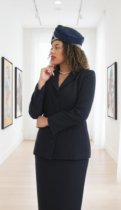 Lily And Taylor 3049-NVY-QS Church Suit