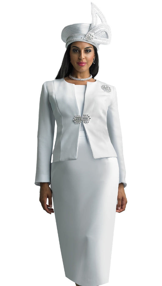 Lily And Taylor 3052-WH Church Suit - Hat