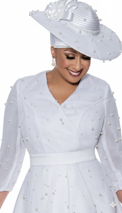 Dorinda Clark Cole 4371-WHT-QS Church Dress