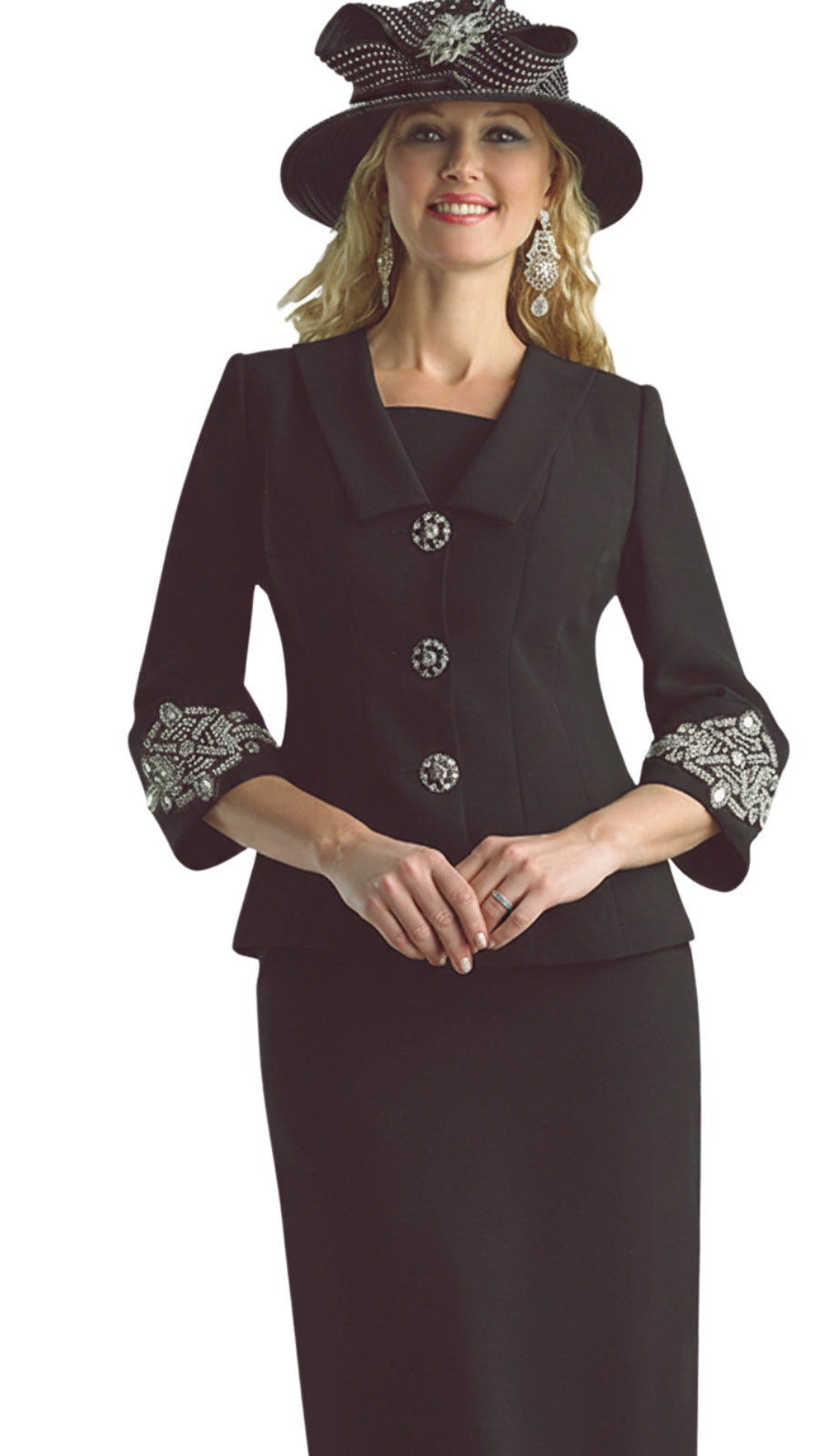 Lily And Taylor 4590-BLK-QS Church Suit