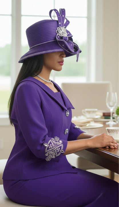 Lily And Taylor 4590-PUR-QS Church Suit