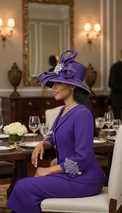 Lily And Taylor 4590-PUR-QS Church Suit