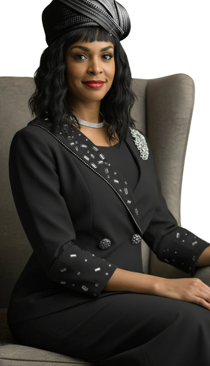 Lily And Taylor 4638-BLK-IH Church Suit