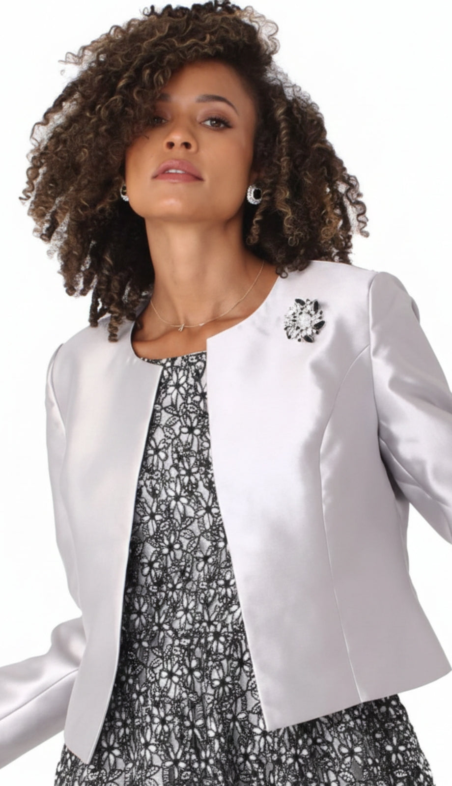 Chancele 4805-SIL-QS Womens Jacket Dress