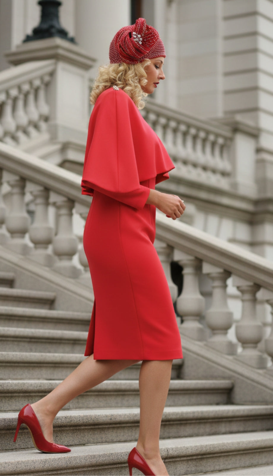 Lily And Taylor 4896-RED Knit Church Dress