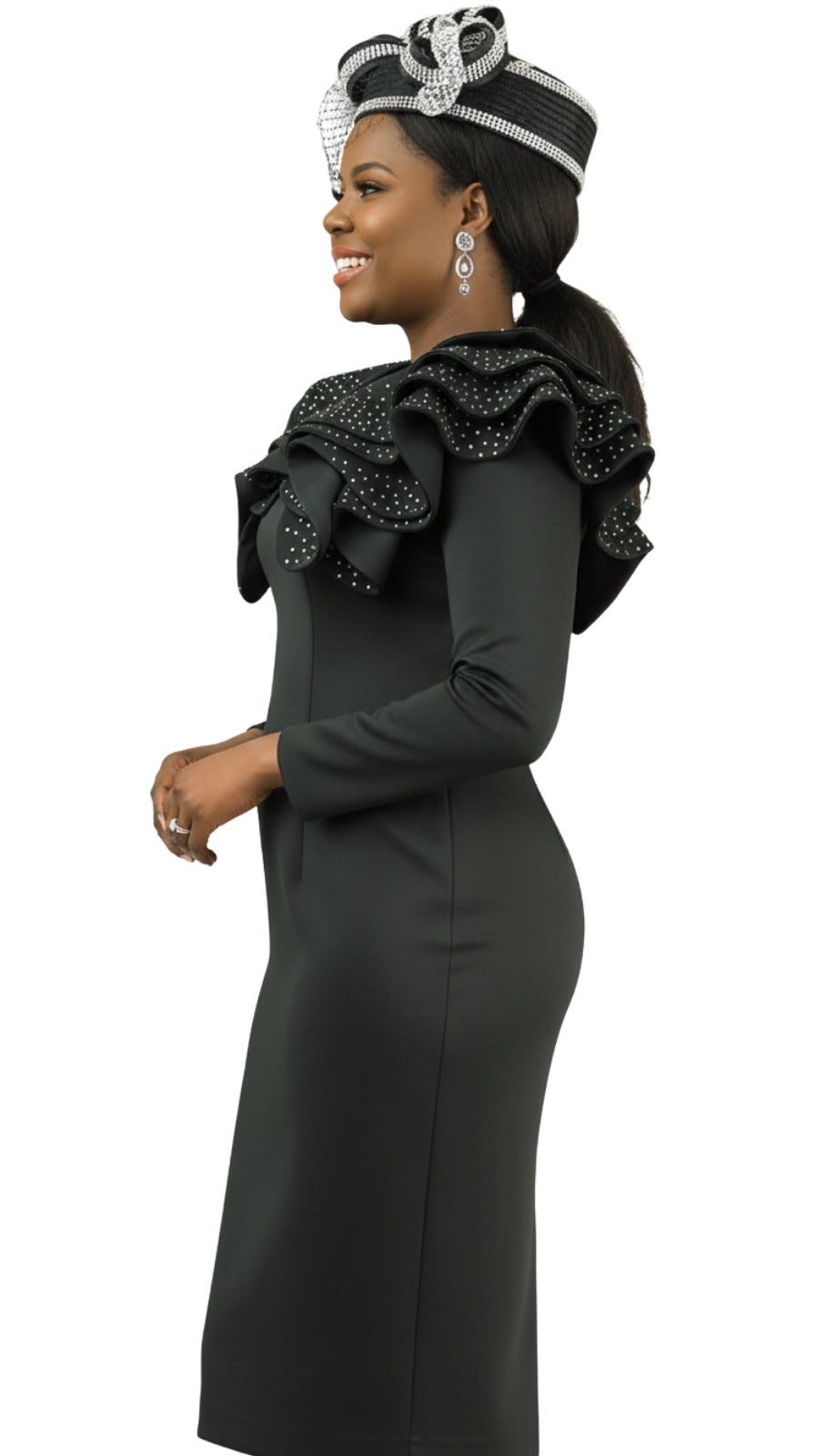 Lily And Taylor 4900-BLK Knit Church Dress