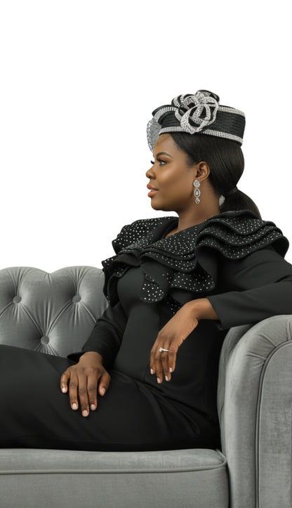 Lily And Taylor 4900-BLK Knit Church Dress