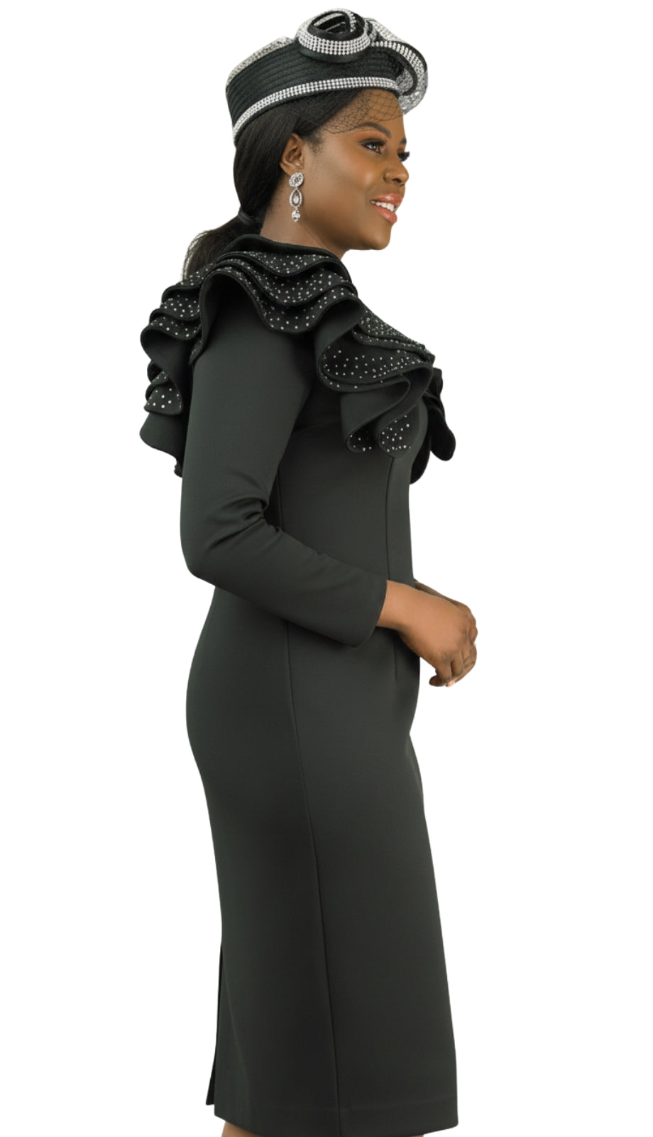 Lily And Taylor 4900-BLK Knit Church Dress