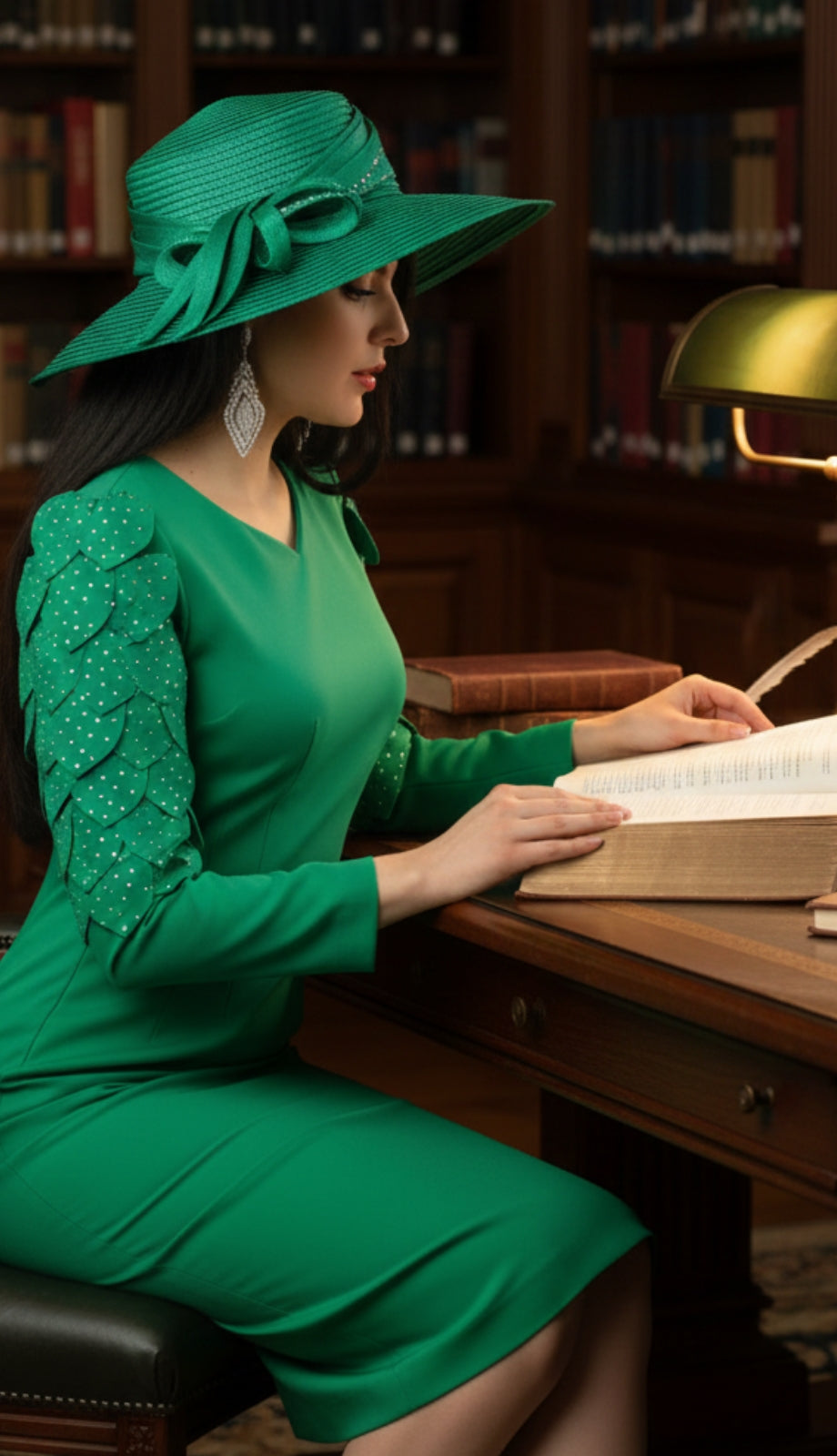 Lily And Taylor 4901-EMR Knit Church Dress