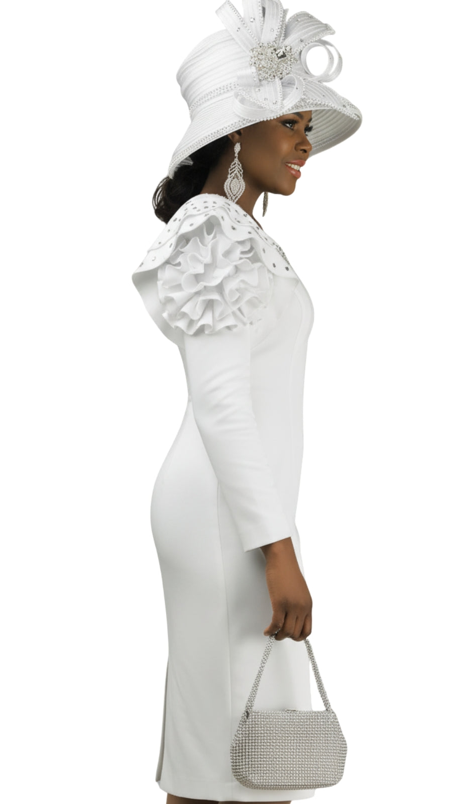 Lily And Taylor 4903-WHT Knit Church Dress