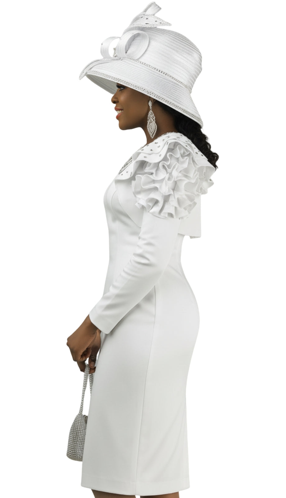 Lily And Taylor 4903-WHT Knit Church Dress