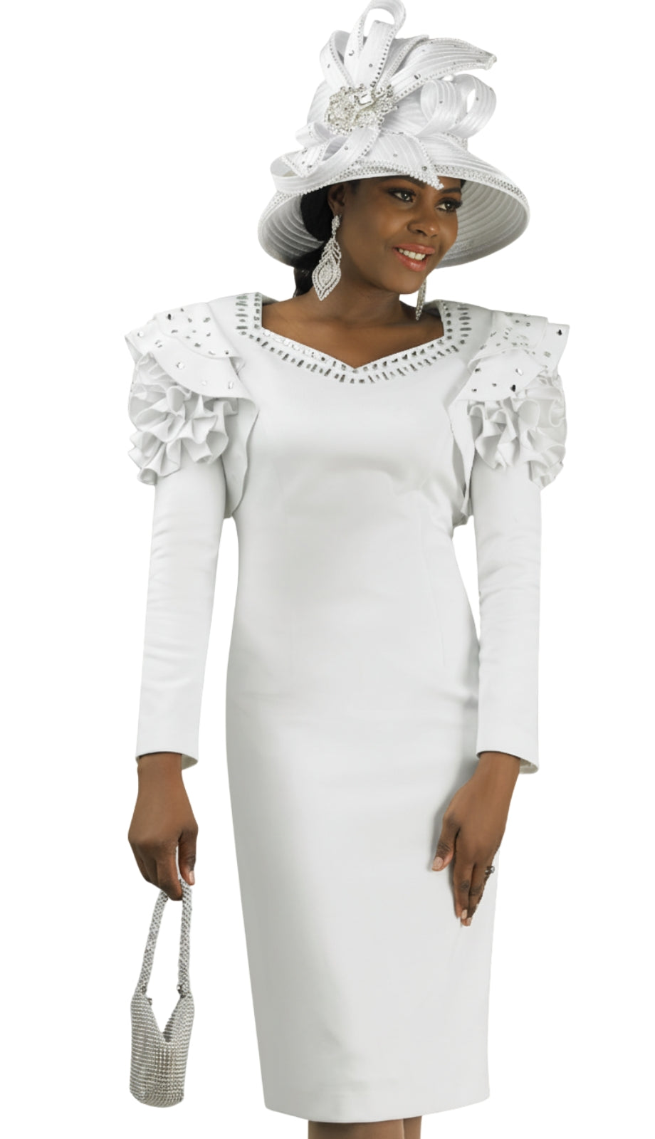 Lily And Taylor 4903-WHT Knit Church Dress