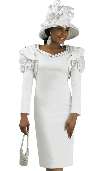 Lily And Taylor 4903-WHT Knit Church Dress