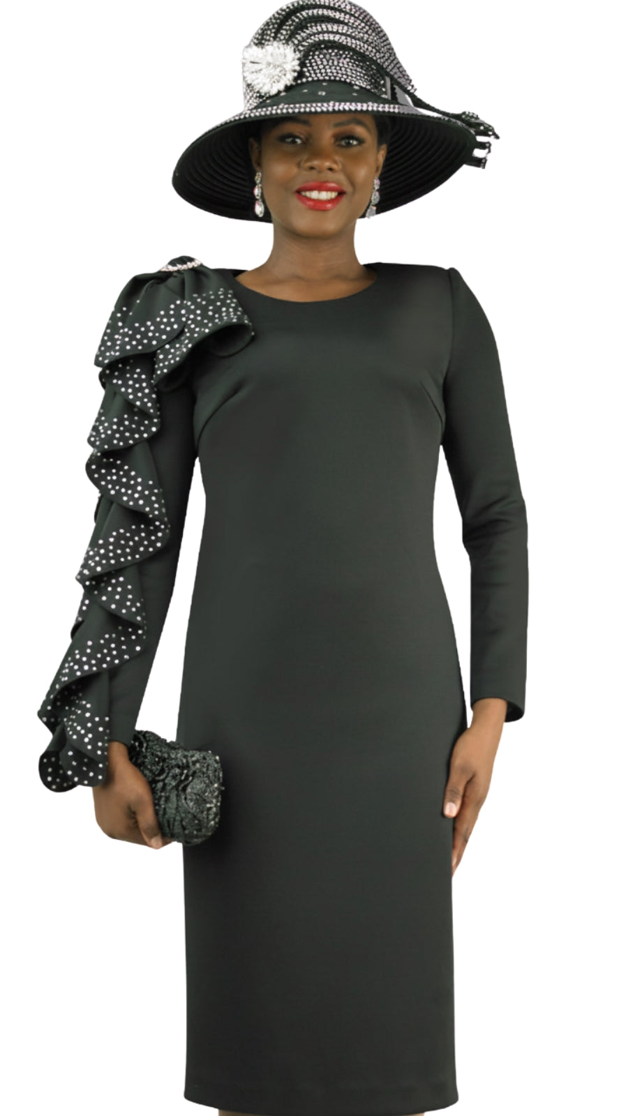 Lily And Taylor 4907-BLK Knit Church Dress