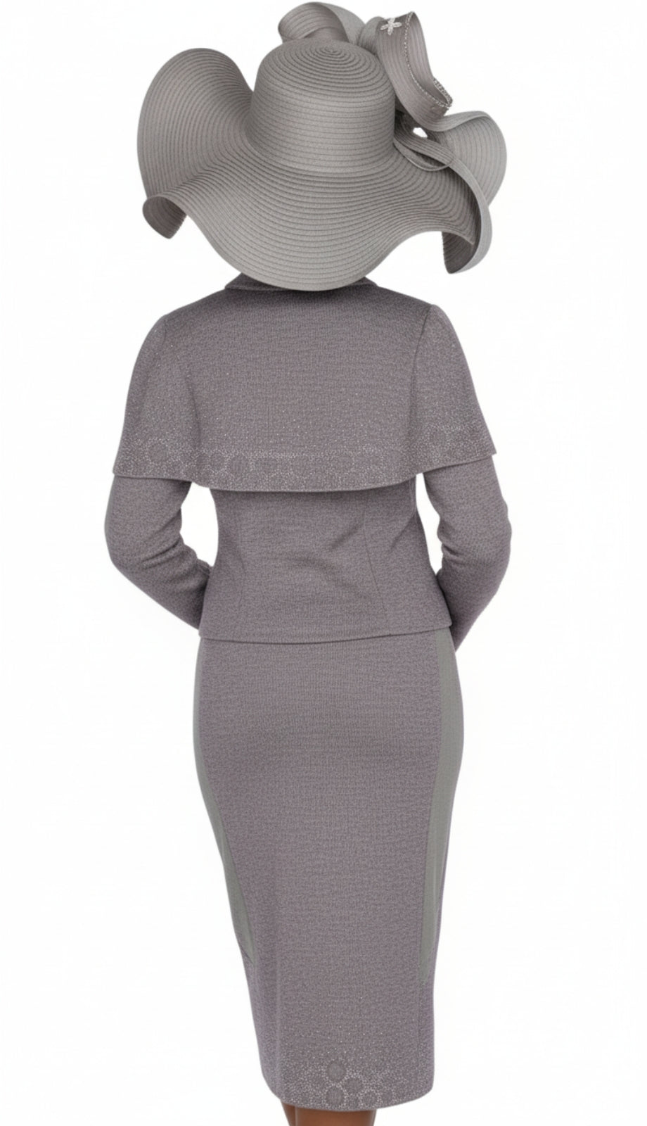 Elite Champagne Knit 5955-SIL-QS Church Suit for Women