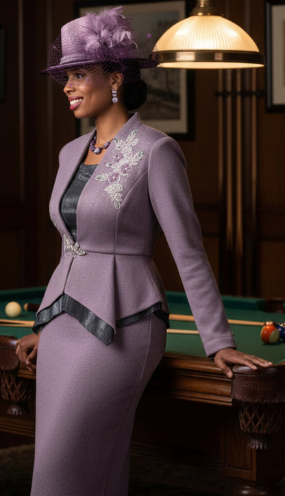 Champagne Italy Knit 5959-LIL-QS Church Suit for Women