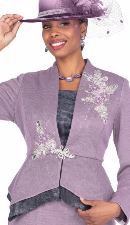 Champagne Italy Knit 5959-LIL-QS Church Suit for Women