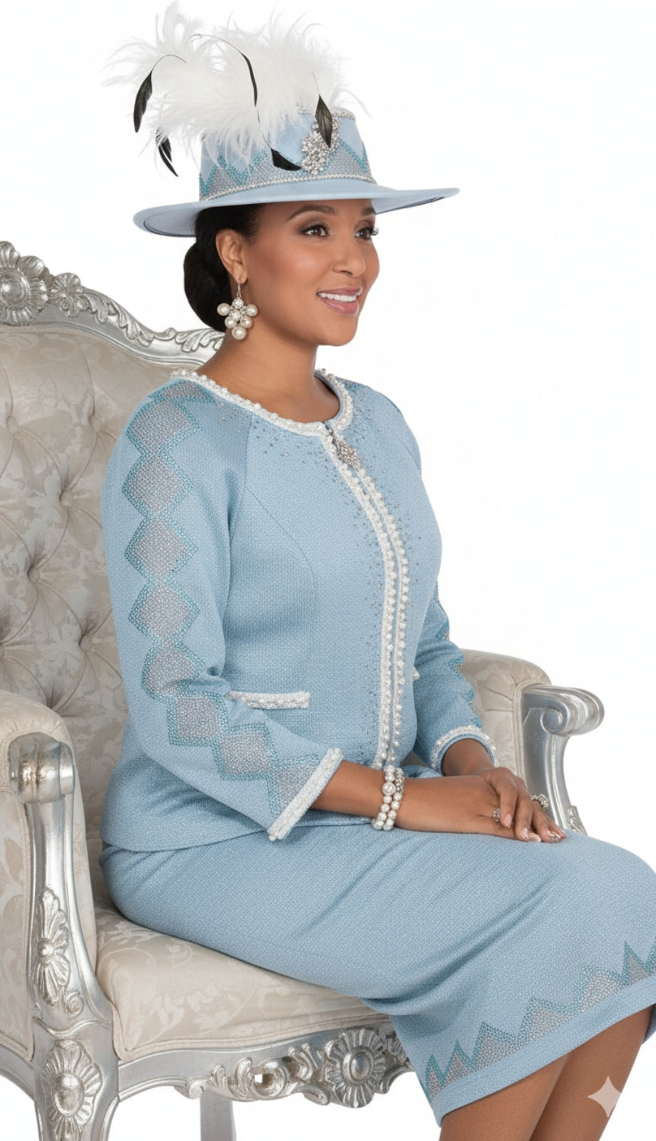 Elite Champagne Knit 5962-LTB-QS Church Suit