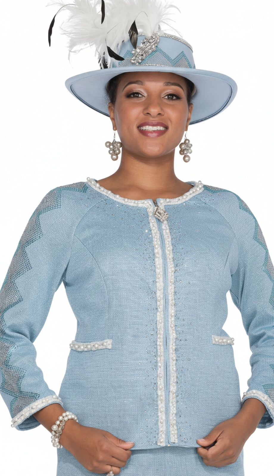 Elite Champagne Knit 5962-LTB-QS Church Suit