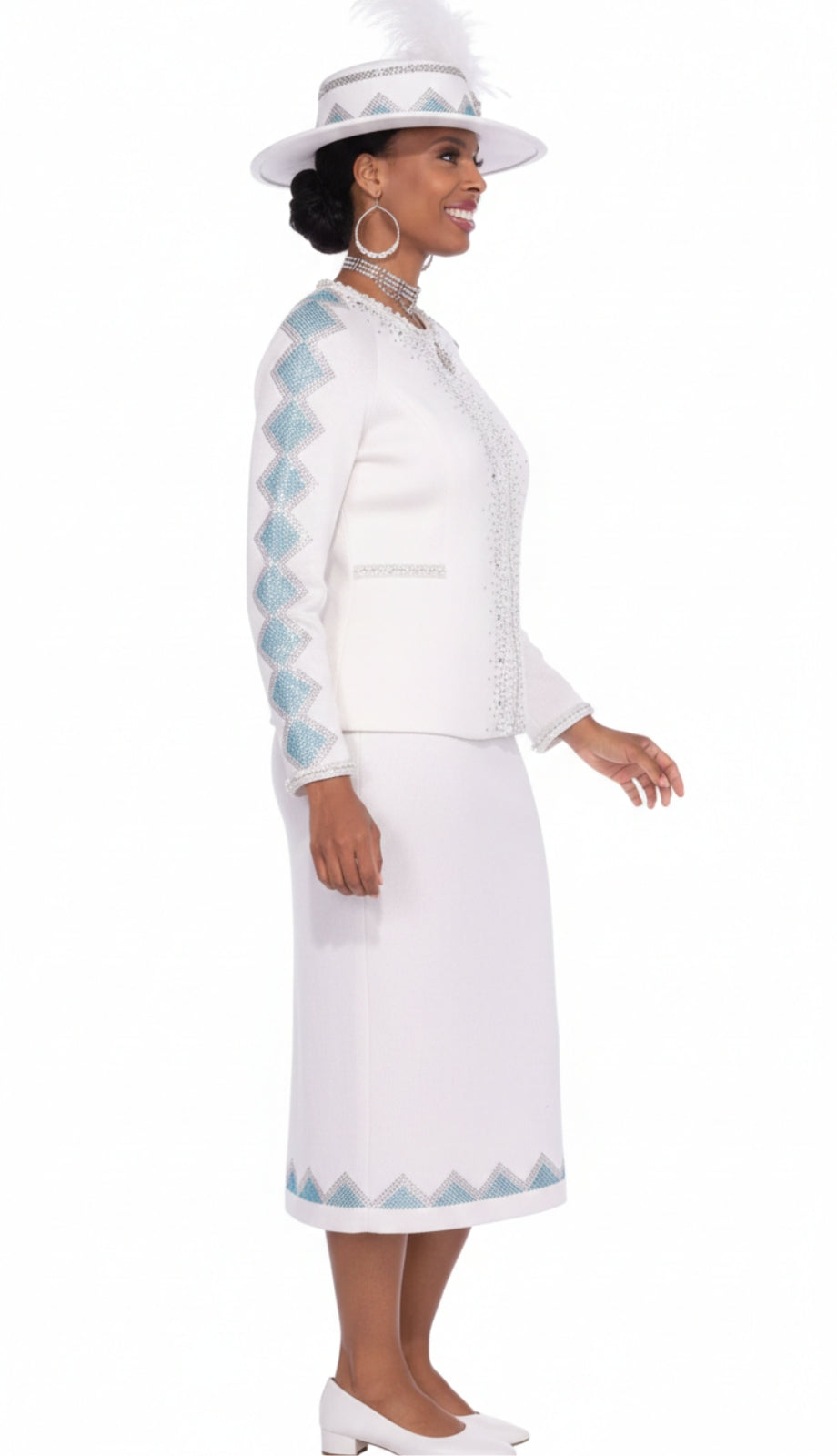 Champagne Italy Knit 5962-OFW-QS Church Suit for Women