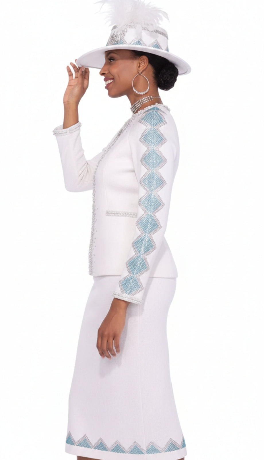 Champagne Italy Knit 5962-OFW-QS Church Suit for Women