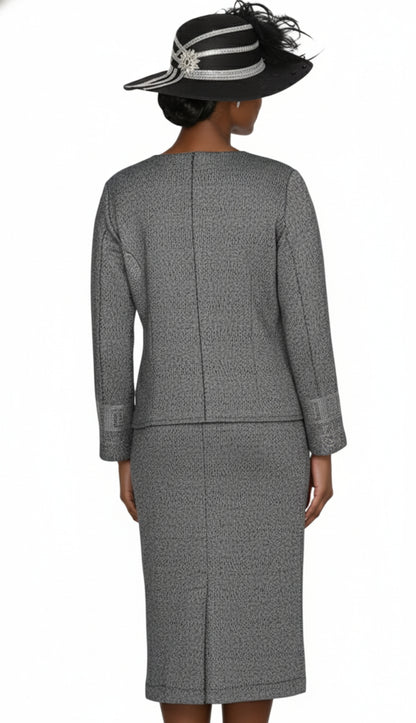 Elite Champagne Knit 5964-GRY-QS Church Suit