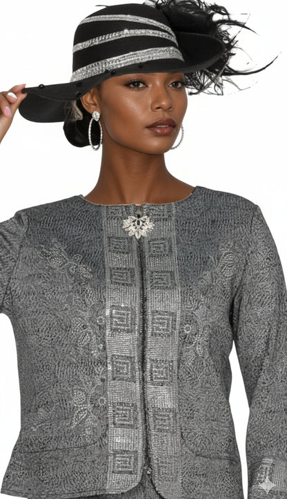 Elite Champagne Knit 5964-GRY-QS Church Suit