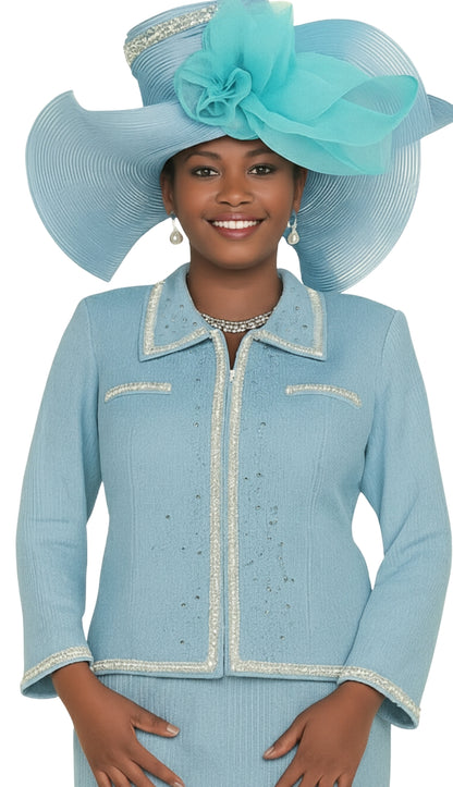 Elite Champagne Knit 5965-BLU-QS Church Suit for Women