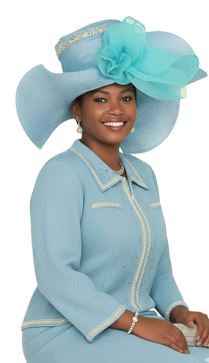 Elite Champagne Knit 5965-BLU-QS Church Suit for Women